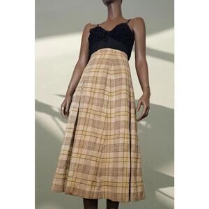 Vintage long plaid skirt real wool size XXS